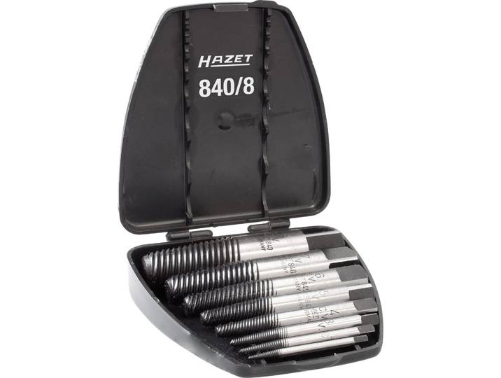 HAZET Schraubenausdreher Satz\, 8-teilig\, Aufbewahrung im Kunststoffkasten\, 840/8