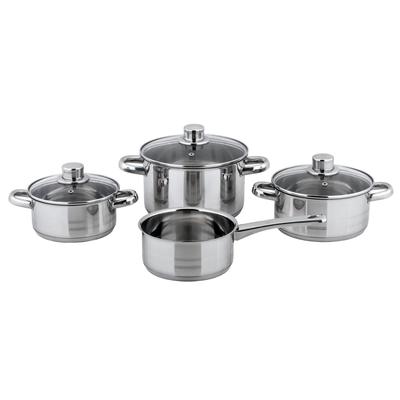 Topf-Set CS KOCH-SYSTEME "BELM", silber (silberfarben), Töpfe, mit Glasdeckel, Induktion
