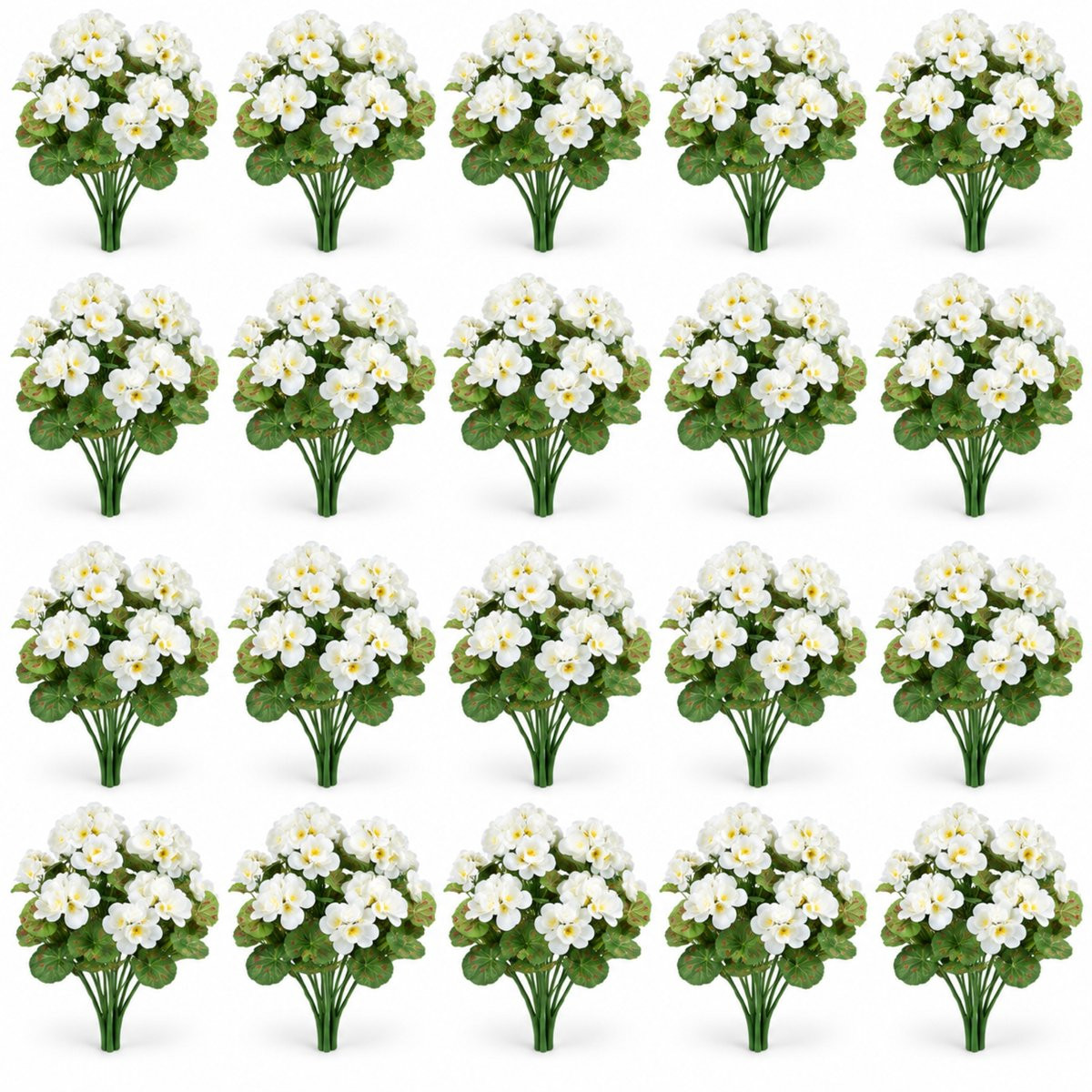 ROSIFY Kunst Geraniums Wit - 20 stuks - 36 cm - Kunstbloemen voor buiten en binnen
