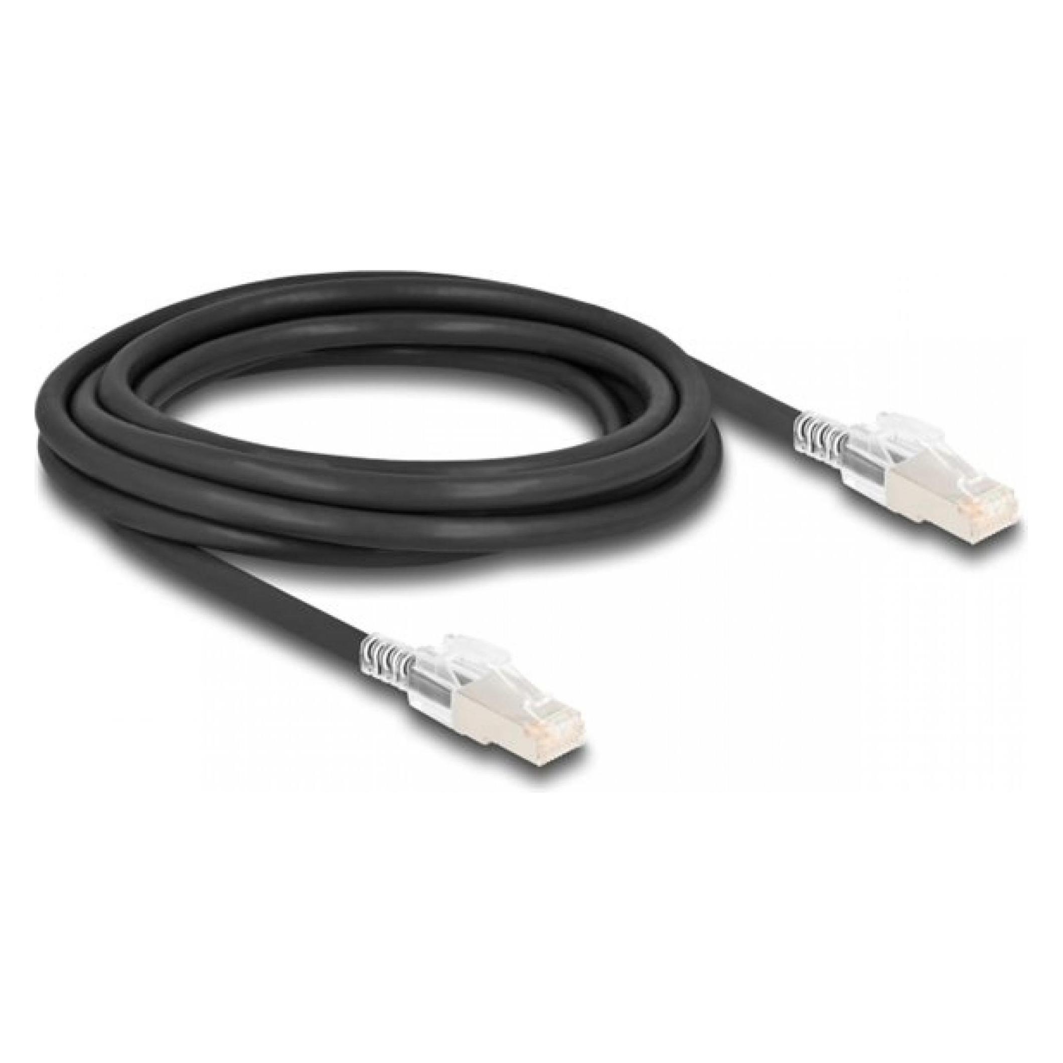 Delock RJ45 Netzwerkkabel Cat.6A S/FTP mit Secure Clips Set 3 m schwarz (S/FTP, CAT6a, 3 m) (80257)