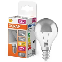 OSRAM E14 LED Superstar Classic P Mirror COB 3,4W warmweiß 400lm Silber – dimmbar