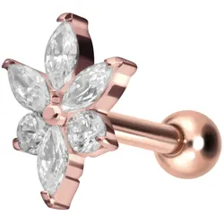 Titan Ohrpiercing mit Innengewinde KRISTALLBLUME