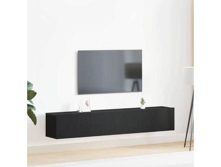 Banc TV Noir Magnifique - Ensemble meuble TV - Armoire TV Pour Téléviseur - 2 pcs Chêne noir - Bois d'ingénierie CL3840536