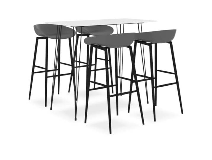 Xolmizyn 5-TLG. Bar-Set, Bartisch 120x60x105 cm, 4 Barhocker Grau Modernes Design, MDF-Platte & Metallrahmen, Stabil & langlebig