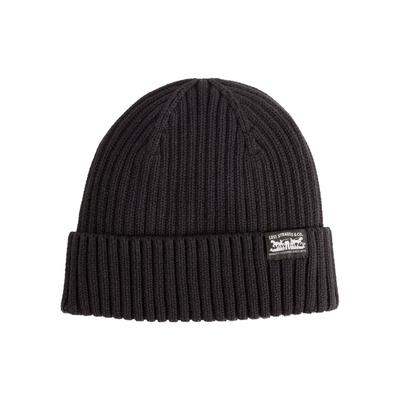 Strickmütze LEVI'S "SUNSET BEANIE", Damen, schwarz (anthrazit night), Baumwolle, Mützen Strickmütze