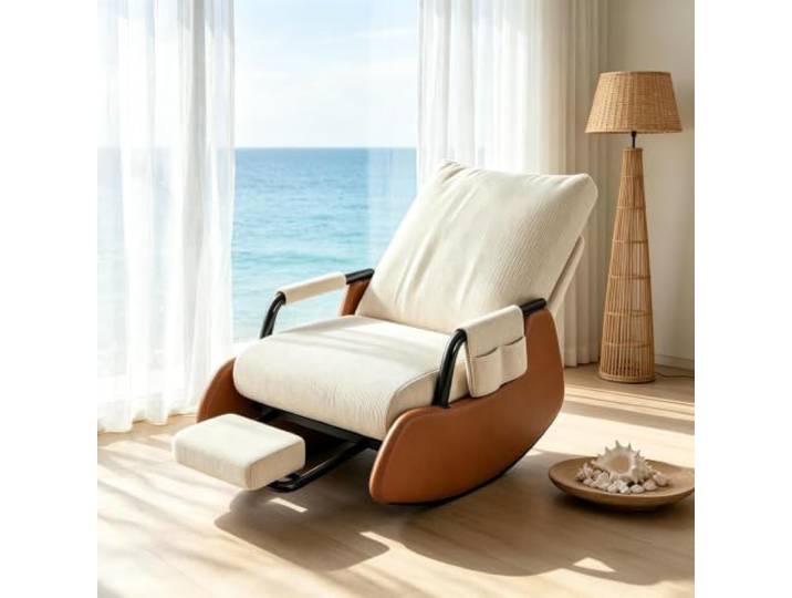 kumamart Ergonomischer Ruhesessel für Gemütliche Ruhemomente Sanfte Schaukelbewegung kombiniert mit integrierter Fußablage für ausgewogenen Sitzkomfort.