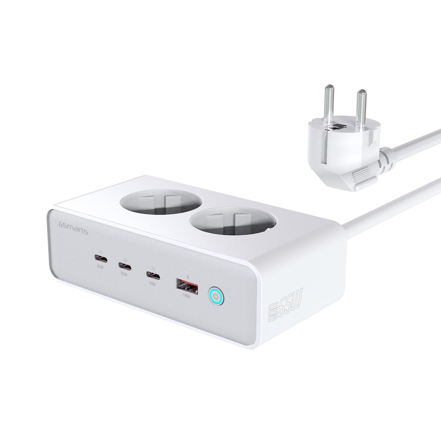4smarts Desk Charger GaN 65W mit AC-Steckdosen, weiß 540065