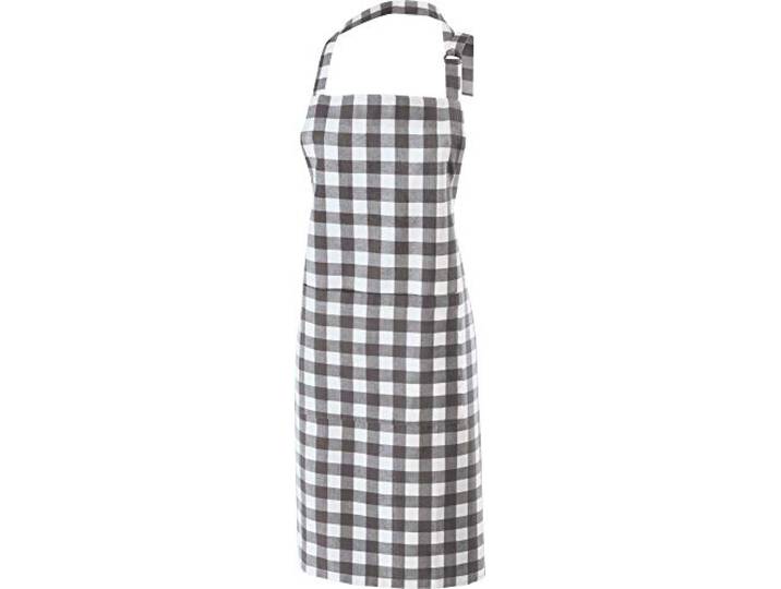 REDBEST Koch-Schürze, Küchenschürze karo, 100% Baumwolle grau Größe 75x90 cm - verstellbare Halsschlaufe, große aufgesetzte Tasche, robustes Gewebe
