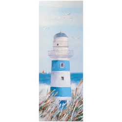 La Casa Ölbild handbemalt »Leuchtturm am Strand« auf Leinwand