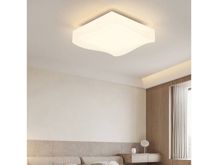 Plafonnier LED carré créatif, style moderne et minimaliste, lampe de chambre douce pour les yeux, luminaire décoratif d'intérieur style crème