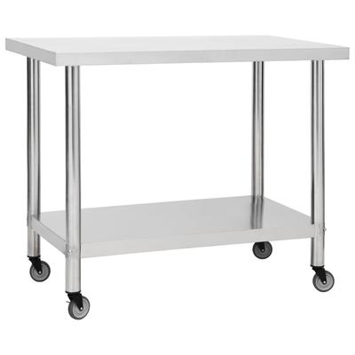 vidaXL Küchen-Arbeitstisch mit Rollen 100x30x85 cm Edelstahl