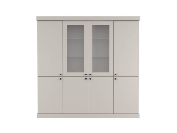 Deine Möbel 24 Vitrine FARO 8D 183 cm breit, 8-türig (1 St., FARO - Kollektion) 20 Ablageböden davon 4 Glasböden, Metallgriffe, Kaschmir/Schwarz