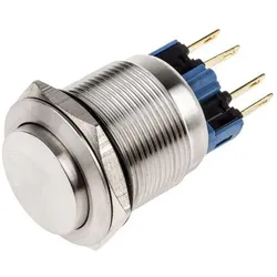 RS PRO Switch Pushbutton Stainless Maintained, Schalter + Taster, Silber