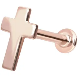 14 Karat Gold Labret mit Innengewinde KREUZ