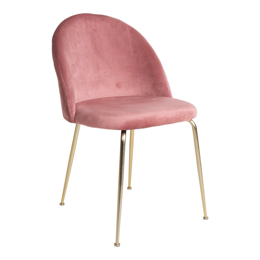 Rosa velours eetkamerstoel Rosa met messingkleurige poten