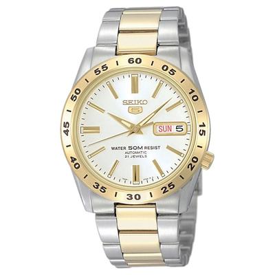 Automatikuhr SEIKO "Seiko 5", gold (silberfarben, goldfarben, silberfarben), Armbanduhren, Damen, silberfarben, Automatikuhr, Armbanduhr, Mechanische Uhr, Herrenuhr, Damenuhr, Datum