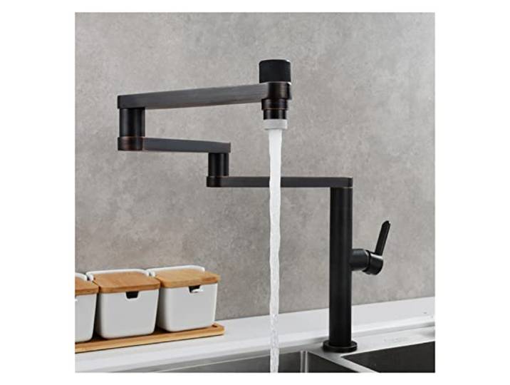 Küchenarmatur, Klappbarer Küchenarmatur aus Messing, Doppelgelenk, Schwenkarme, heißes, kaltes Wasser, dreiteilige Verlängerung, Waschbeckenarmatur mit zwei Funktionen(ORB Three)