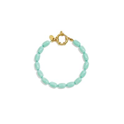 Perlenarmband ADELIA´S "Armband mit Glasperlen 19 cm", grün, Armbänder, Damen, Glas, Perlenarmband, Stylischer Modeschmuck mit glänzenden, länglichen Glasperlen