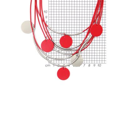 Kette mit Anhänger FIRETTI "mehrreihig runde Plättchen Bicolor", rot (metallfarben, rot), Halsketten, Damen, Metall Polyester, L: 55, Metall, Polyester