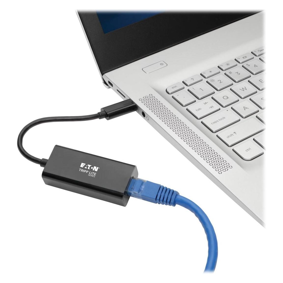 Eaton USB-C to Gigabit Network Adapter with Thunderbolt 3 Compatibility Black (USB, USB-C, USB-C 3.1 Gen 1, RJ45 Gigabit Ethernet (1x)) (U436-06N-GB)