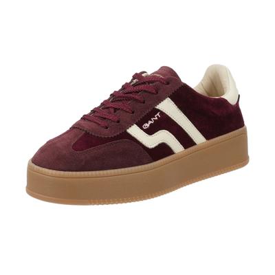 Plateausneaker GANT "Cuzmani", Damen, Gr. 40, Leder Textil, weinrot, Leder, Veloursleder, kontrastfarbene Details, Schuhe Plateausneaker, Schnürschuh, Halbschuh, Retrosneaker im Streetwear-Look