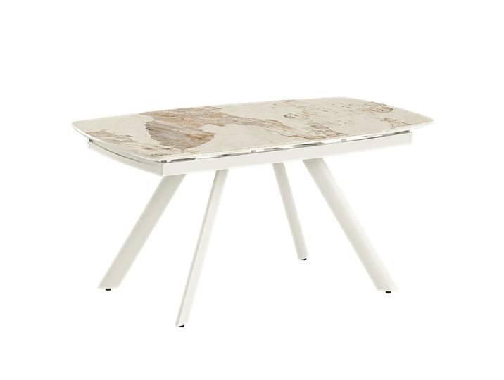 Table céramique extensible fini marbre contrasté 140-210 cm
