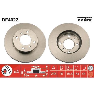 Trw Bremsscheibe [Hersteller-Nr. DF4022] für Proton, Mitsubishi