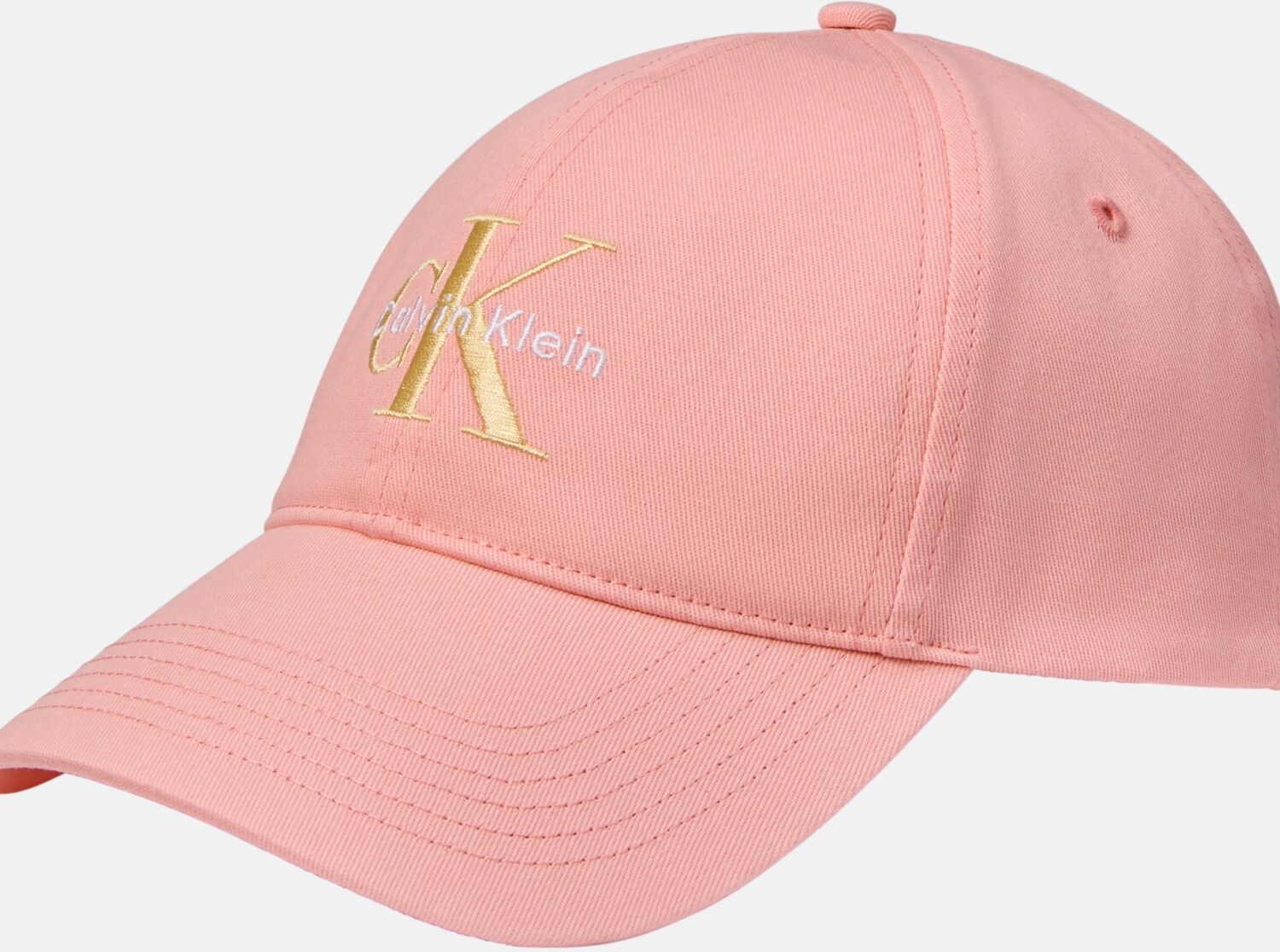 Baseball Cap CALVIN KLEIN "MONOLOGO EMBROIDERY BASEBALL HAT", Damen, rosa (powder orange), Web, Baumwolle, unifarben, Caps Baseball Cap, Mit festem Schirm