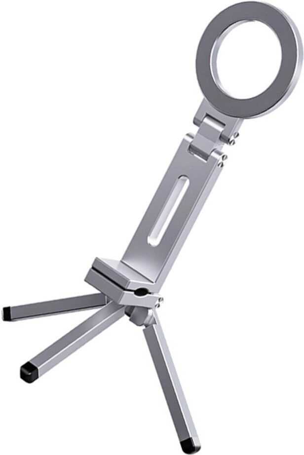 INF Magnetisches Reisestativ-Handy-Stativ – Starker N52 Magnet, 360° drehbar, faltbar, Aluminiumlegierung mit 1/4 Silber