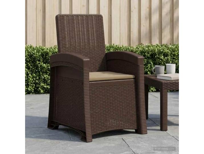 Verstellbarer Liegesessel Garten Rattan-Optik Braun Taupe PP Outdoor 3-fach verstellbare Rückenlehne, wetterbeständiges Polypropylen, pflegeleichte Oberfläche, für Terrasse Balkon Garten