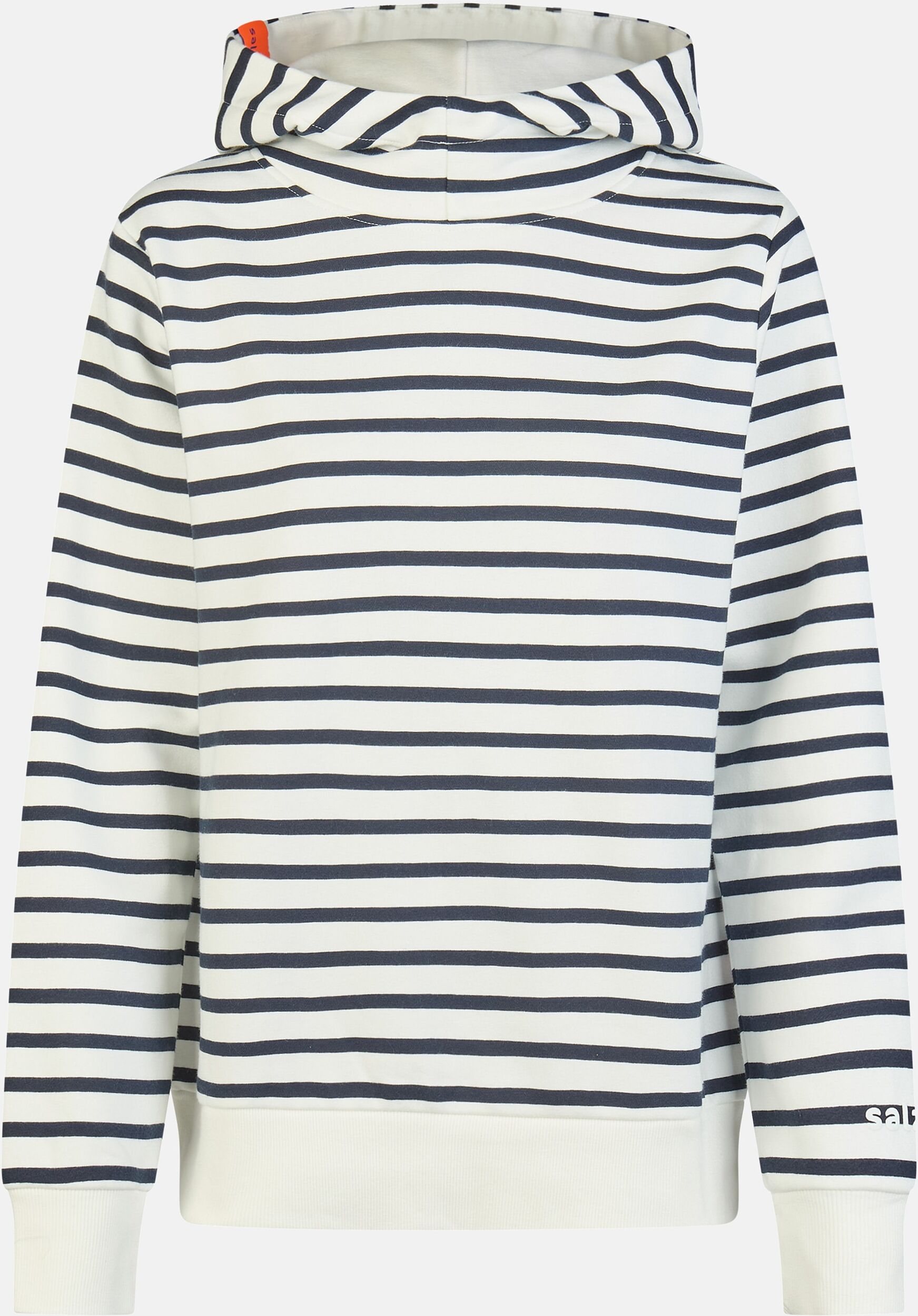 Kapuzenpullover SALZHAUT "Hoodie SUTSCHE - RINGEL", Damen, Gr. M, blau (navy, sanftes weiß), Pullover Kapuzenpullover