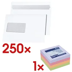 Mailmedia 250 Briefumschläge »Maildigital« C5 mit Fenster und Haftklebung inkl. Haftnotiz weiß, 22.9x16.2 cm