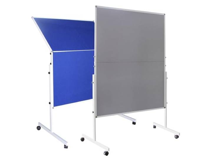 XIWODE Mobile Moderationswand aus Filz - Große Moderationstafel mit Rollen (120x150 cm), Klappbar & Doppelseitig Benutzbar als Pinnwand Raumteiler für Projektarbeit & Meetings, Blau