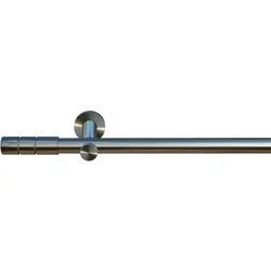 Gardinenstange INDEKO "Hamburg", silber (edelstahlfarben), L:240cm Ø:20mm, Metall, Gardinenstangen, Komplett-Set inkl. Montagematerial