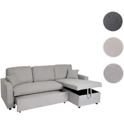 Ecksofa mit Bettkasten HWC-L17, Couch Sofa L-Form, Liegefläche Nosagfederung 228cm ~ grau