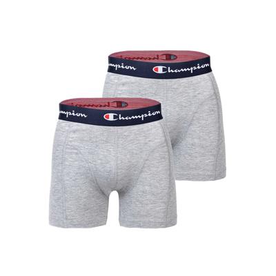 Boxershorts CHAMPION "Boxershort 2er Pack", Herren, Gr. S, grau (hellgrau meliert), Obermaterial: 95% Baumwolle CO. 5% Elasthan EL., Unterhosen