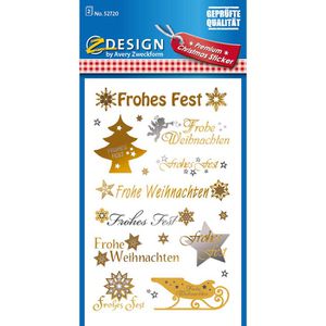 Zweckform Sticker 52720 Z-Design Christmas, Schriftzug Frohes Fest, 32 Aufkleber, 32 Stück