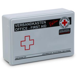 Leina-Werke Verbandskasten Office, DIN 13157, für Betriebe & Zuhause, aus Kunststoff, weiß, DRK-Edition