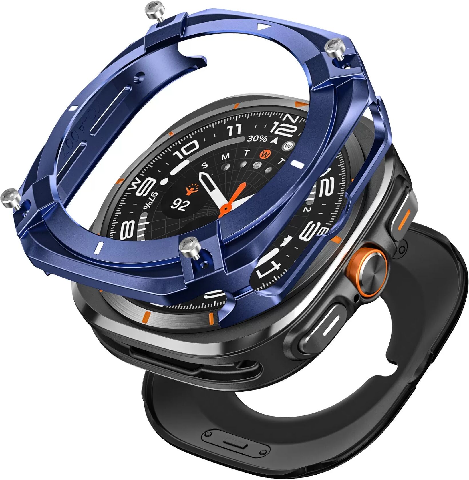 INF Cyber Metall Schutzhülle kompatibel mit Samsung Galaxy Watch7 Ultra - Robuster Schutz aus Zinklegierung und PC Blau