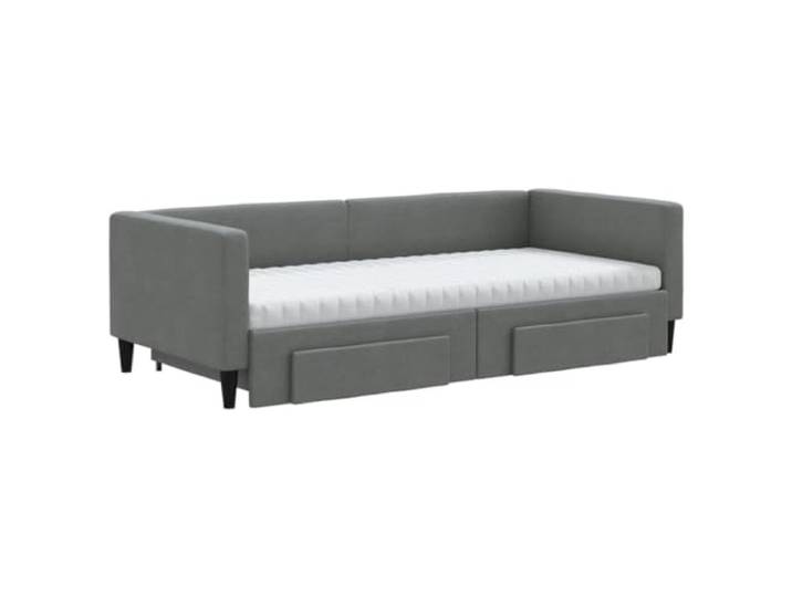 KTHLBRH Ausziehbares Schlafsofa Dunkelgrau 90 x 200 cm 2 in 1 mit 2 Schubladen, 2 Schaumstoffmatratzen, Gestell aus Holz und Metall