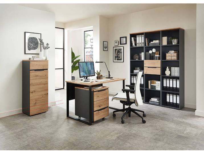 Bureau 120cm Marron/Imitation chêne Artisan/Anthracite