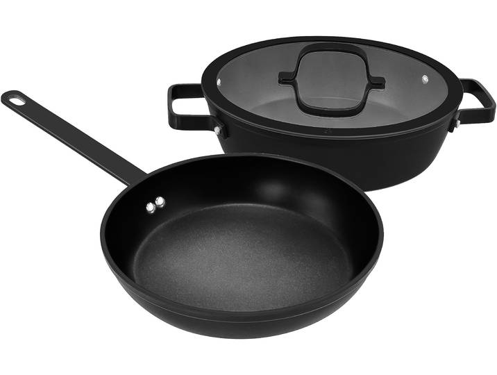 Pfannen-Set HANSEATIC ALU PRO , schwarz, Pfannen, Pfannen-Set, Profi Pfannen mit Antihaftbeschichtung, für alle Herdarten, Induktion