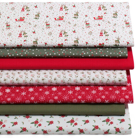 Patchwork- und Quiltpaket „Lustige Rentiere“, weiß-color