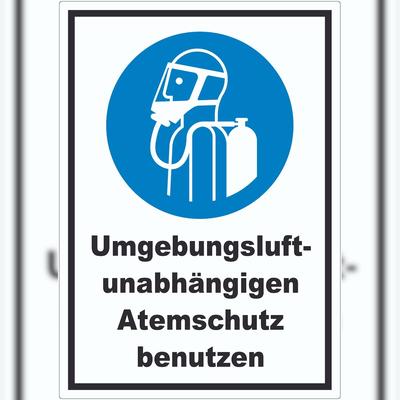 HB-Druck Umgebungsluftunabhängigen Atemschutz benutzen Aufkleber A4 (210x297mm)