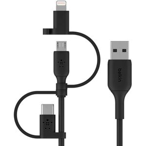 Belkin Ladekabel Universal 3in1, schwarz, 1m, USB-A auf USB-C & Micro-USB & Apple Lightning