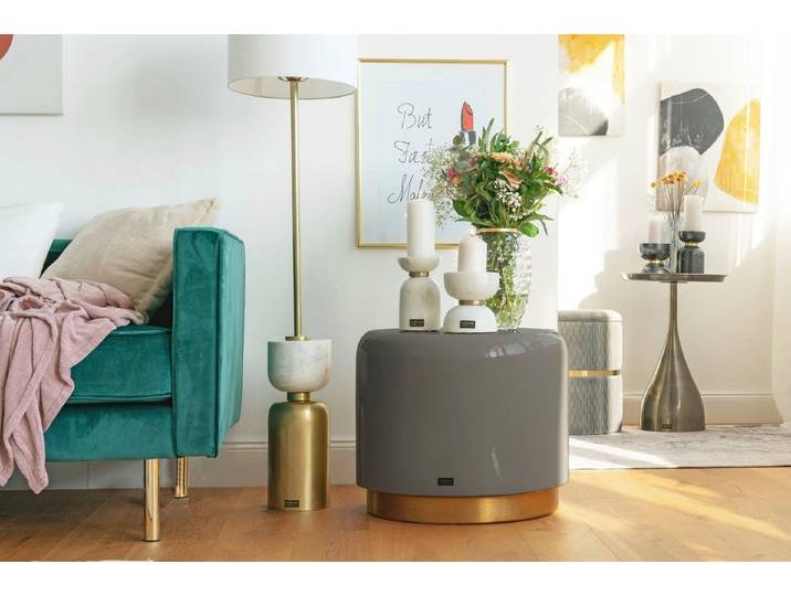 Kayoom Sitzhocker Hocker Artisse, Edler Touch durch goldenen Sockel (1 St), stilvoll, farbig lackiert, dekorativ, Moderner Look