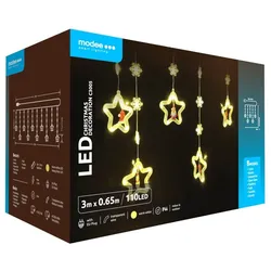 Modee | Weihnachtsbeleuchtung LED-Lichterkette | 3m | 110 Lichter mit 8 Lichtmodi | IP44 | Warmweißes Licht