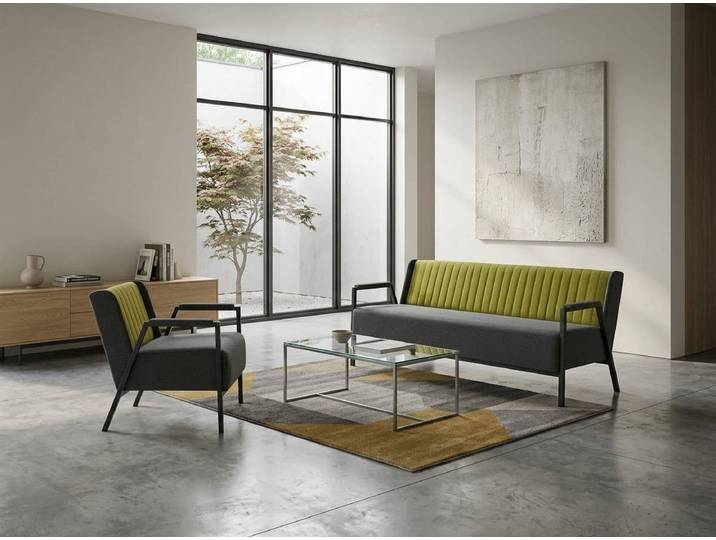 Xlmoebel Polstergarnitur Sofa Sessel modern olivgrün grau Stoffbezug vielseitig Metall, (1-tlg)