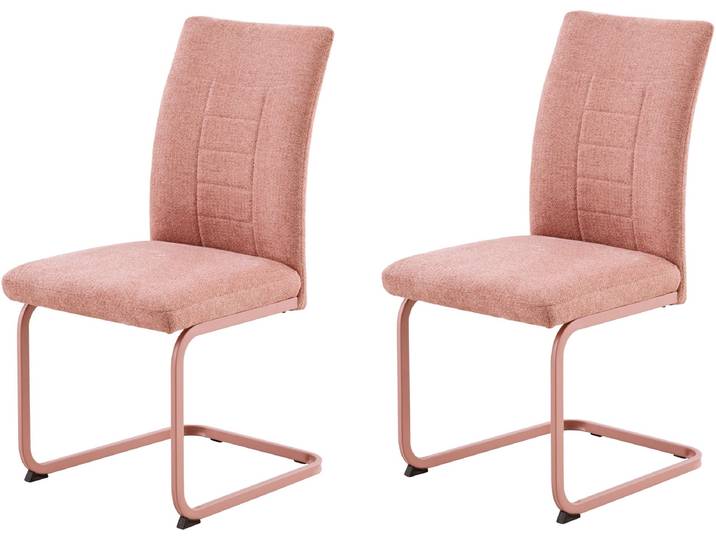 Freischwinger HELA AUGUSTA , apricot, grau, apricot, B:48cm H:98cm T:61,5cm, Metall, Polyester, Stoff, Stühle, Freischwinger, Schwinger, XL-Sitzbreite, Wellenfederung, 140kg belastbar