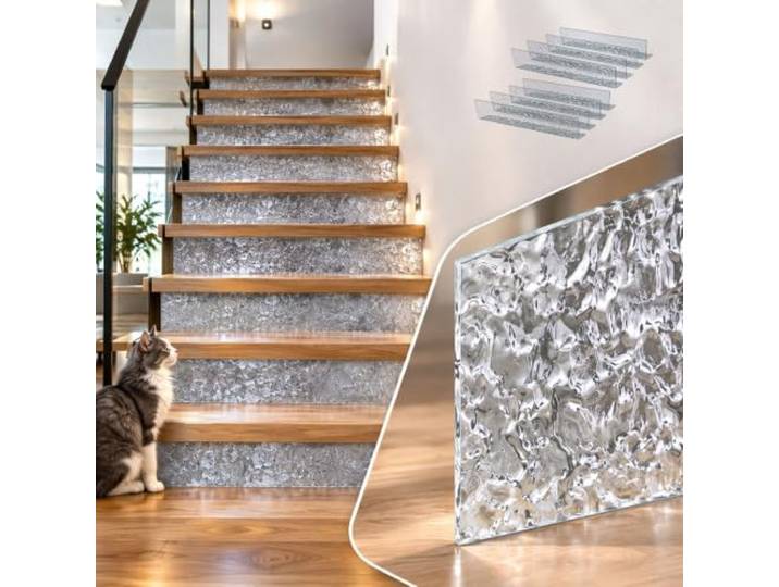 Treppenschutzgitter Treppenspaltenblocker Hochwertiger Strukturierter Selbstklebender Treppenspaltenschutz Zum Schutz unter Sofas, Wasserabweisend und Tierfreundlich(8Pcs,W106xH15cm(42x6in))